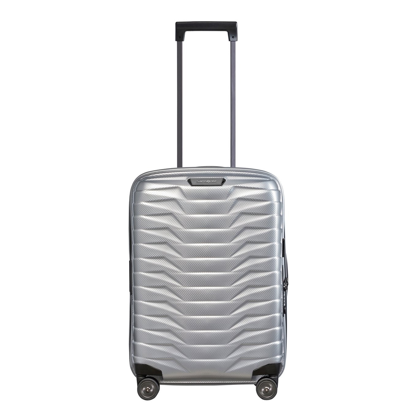 Samsonite Proxis Spinner 55 erweiterbares silbernes Hartschalenetui