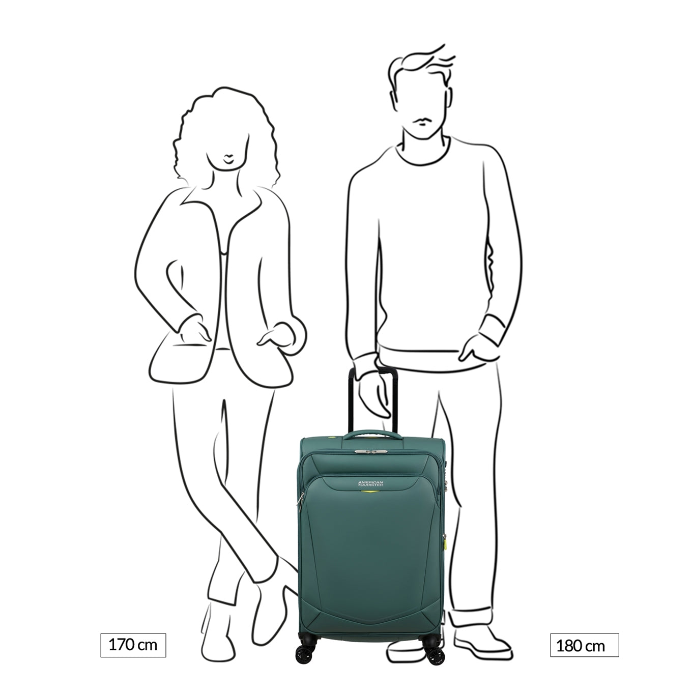 American Tourister Summerride Spinner M Exp TSA dunkler Wald Weicher Koffer
