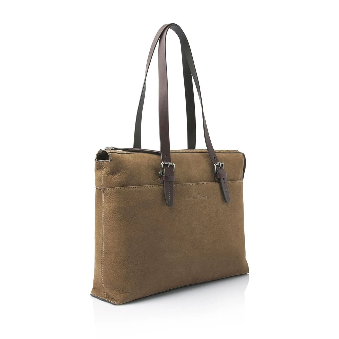 Castelijn & Beerens Nubuck Schoudertas 15.6" RFID taupe