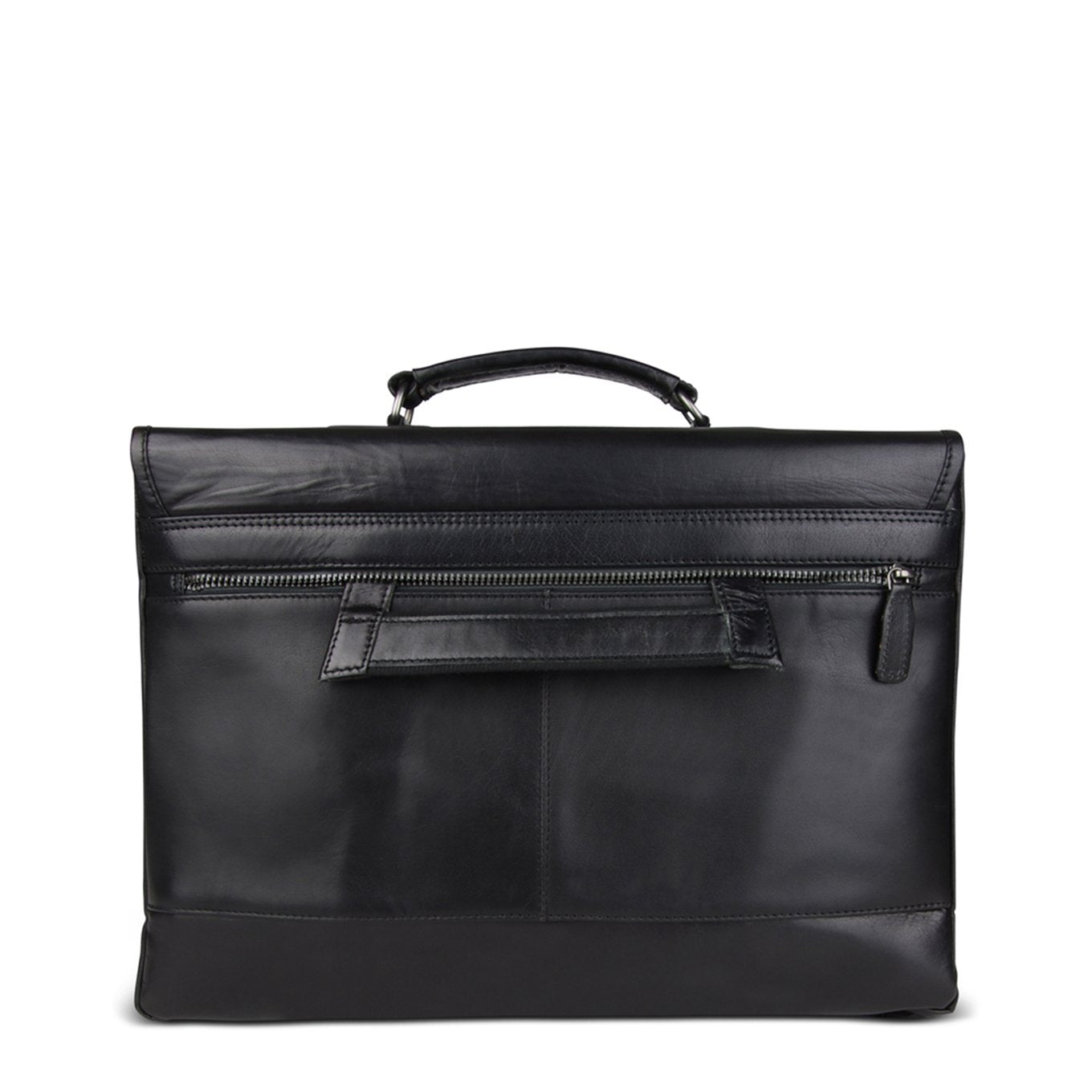 Plevier Quartz Vollnarben-Laptoptasche mit 3 Fächern, 15,6 Zoll, schwarze Aktentasche