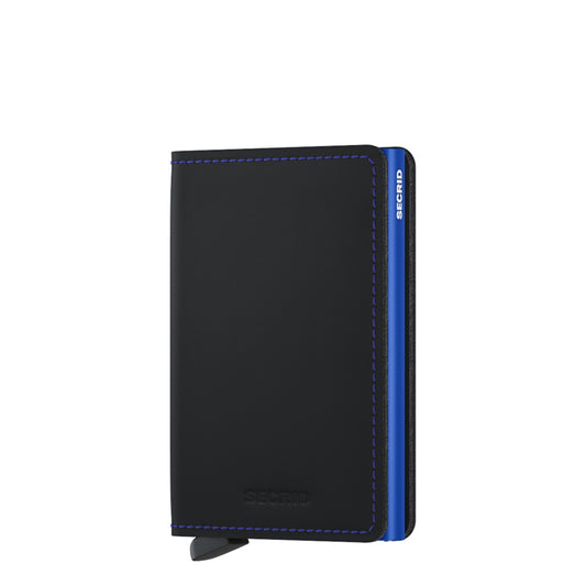 Secrid Slimwallet Wallet Mattschwarz-blaue Damenbrieftasche