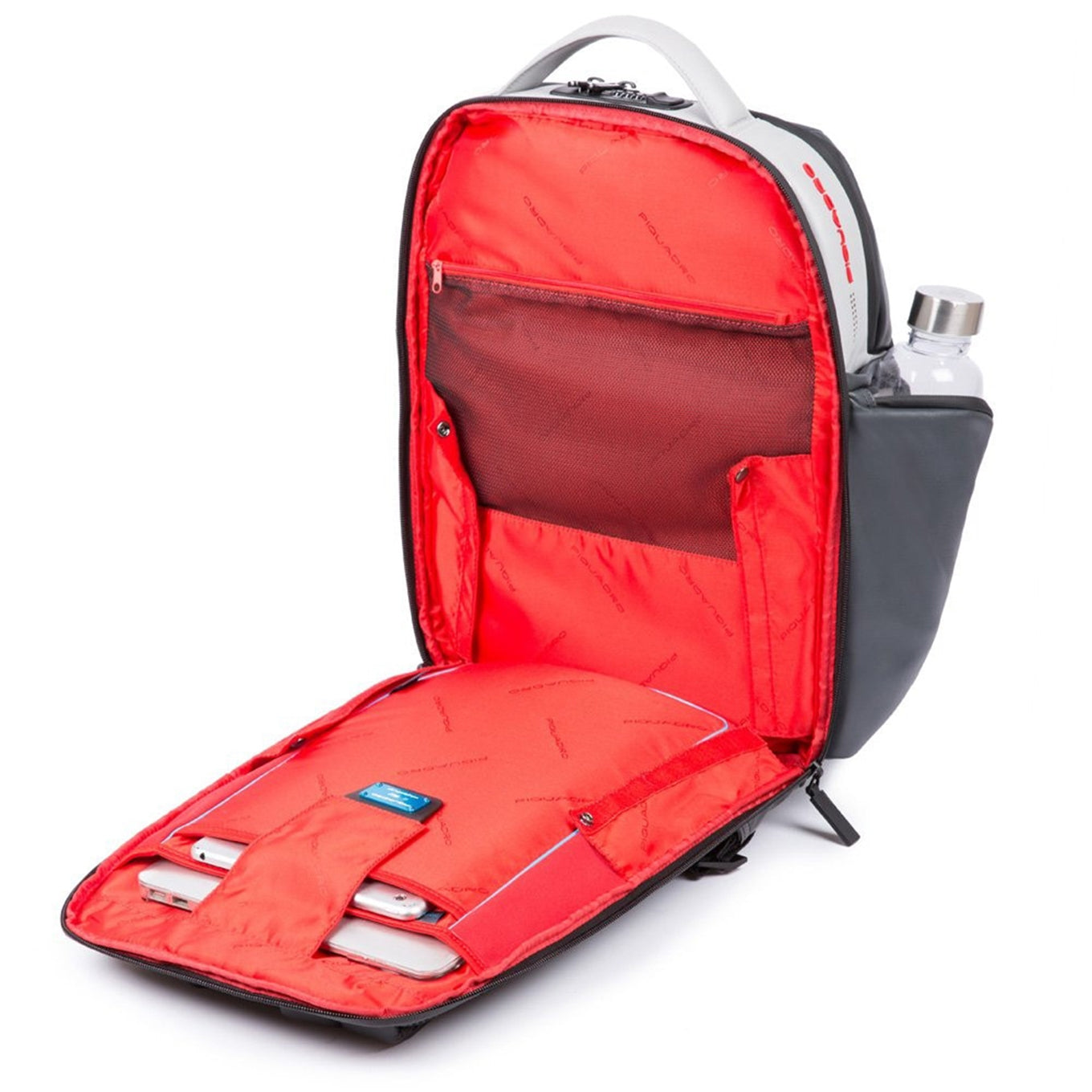 Piquadro Urban PC- und iPad-Rucksack mit Anti-Diebstahl-Kabel, grau-schwarzer Rucksack