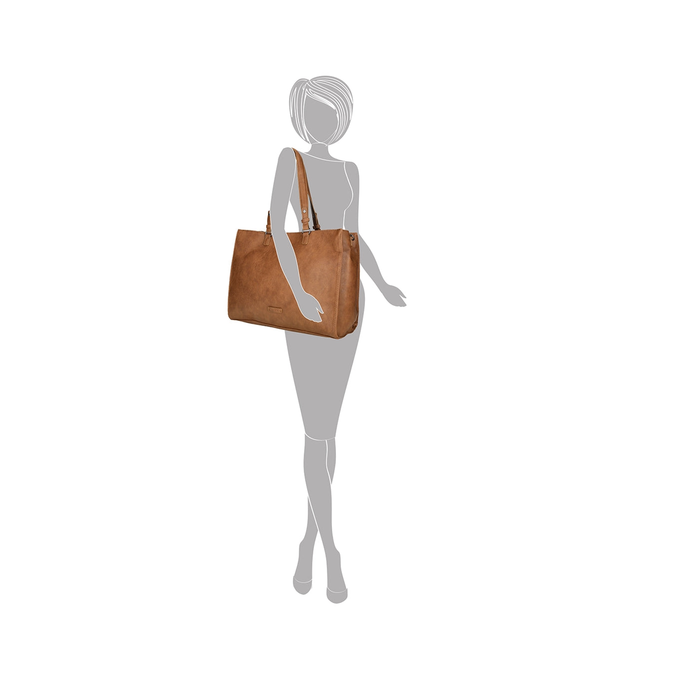 Enrico Benetti Lily Handbag 15" cognac