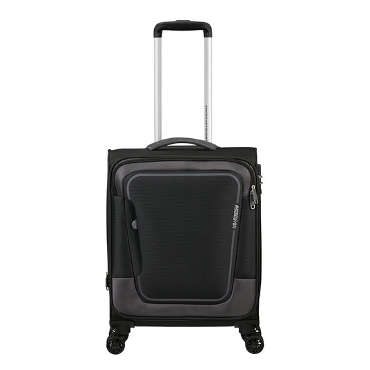American Tourister Pulsonic Spinner 55 EXP asphaltschwarz Weicher Koffer