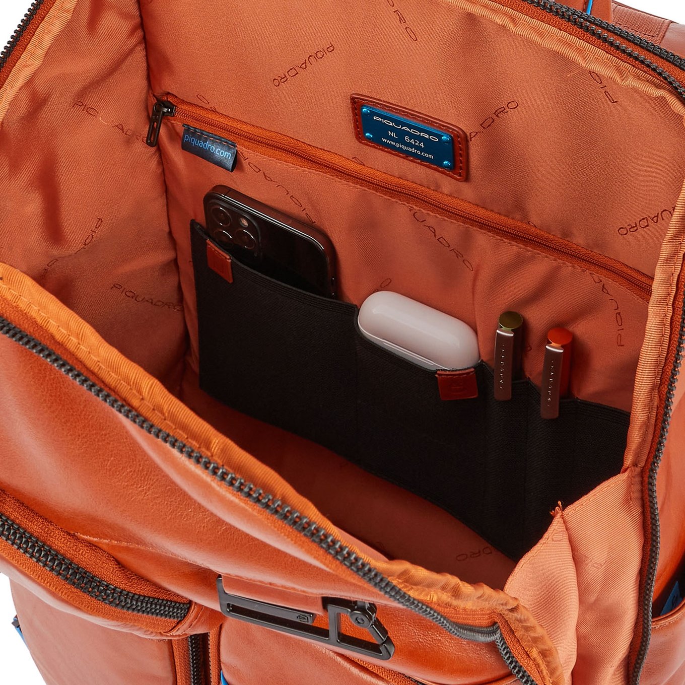 Piquadro Blue Square Computer Backpack With iPad Pro black