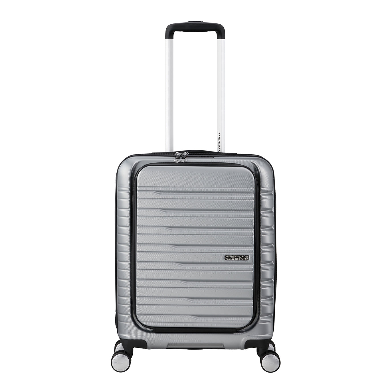 American Tourister Flashline Spin. 55/20 Frontloader Cabin Trolley sky silver