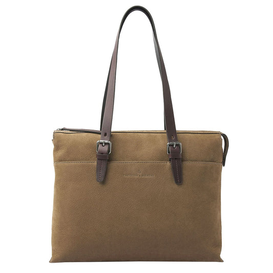 Castelijn & Beerens Nubuck Schoudertas 15.6" RFID taupe