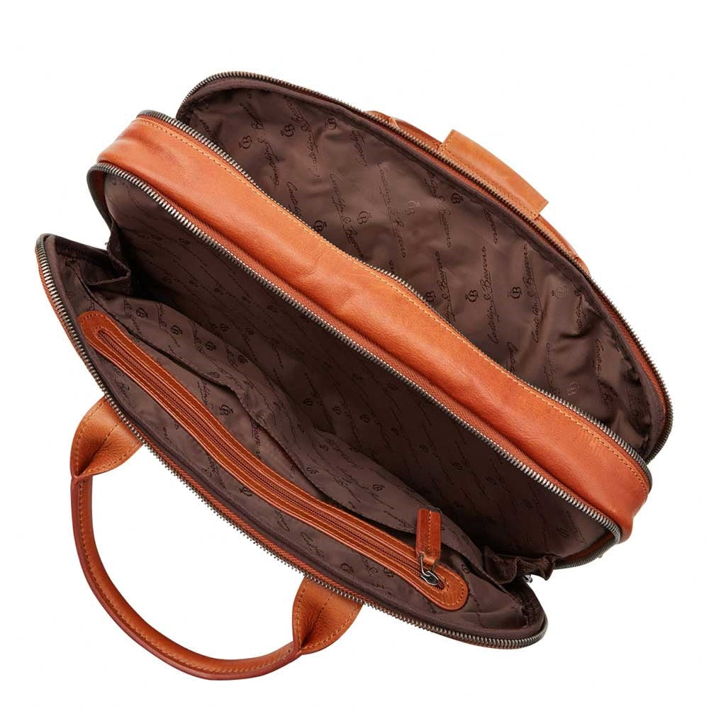 Castelijn & Beerens Firenze Business Laptoptas 15.6" 3 vaks licht bruin