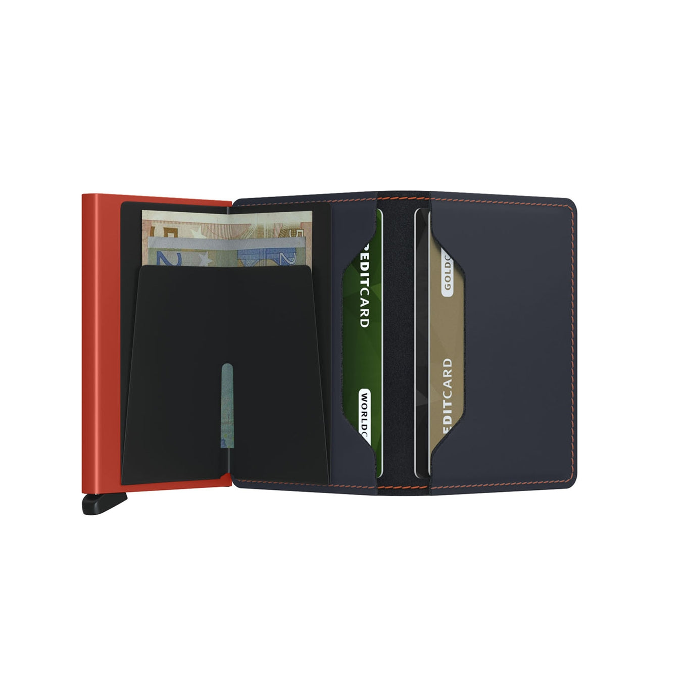 Secrid Slimwallet Wallet Mattes Nachtblau & Orange Damenbrieftasche