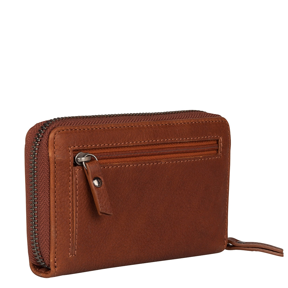 Burkely Antique Avery Wallet M Back Zipper cognac