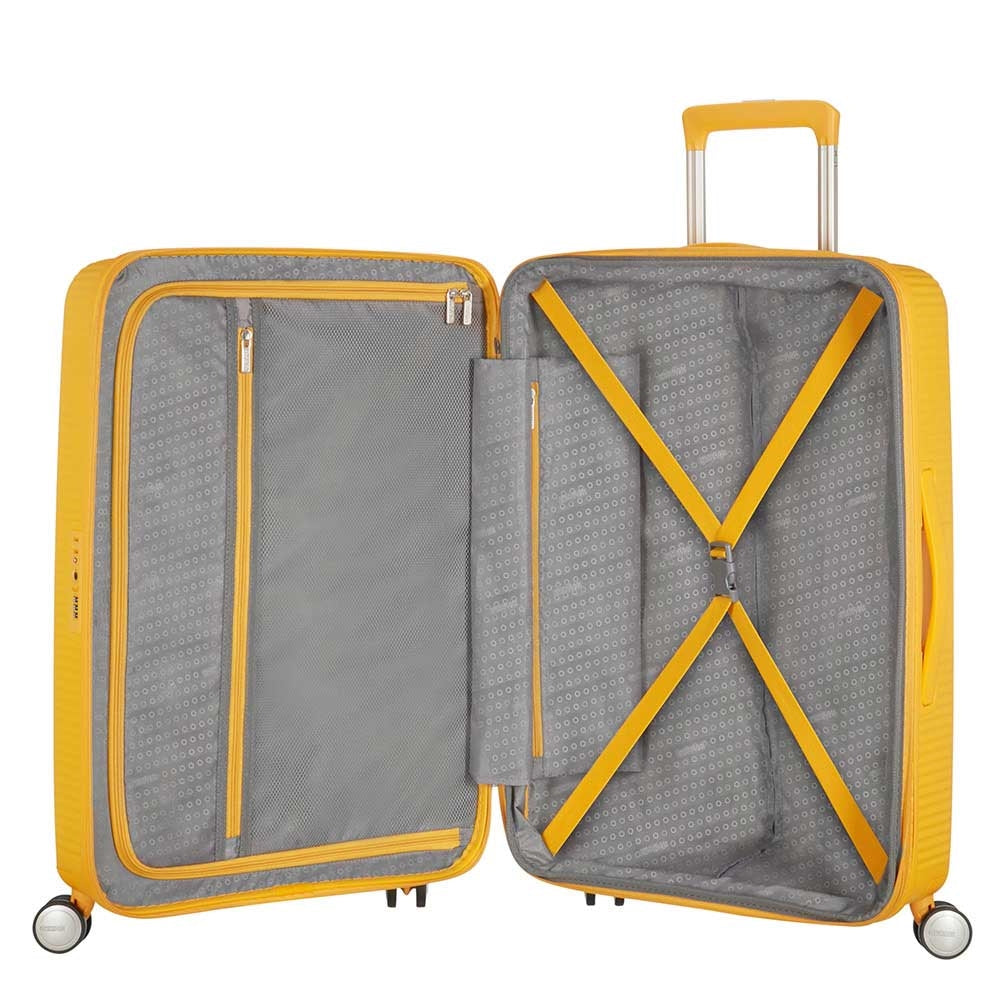 American Tourister Soundbox Spinner 77 Expandable golden yellow