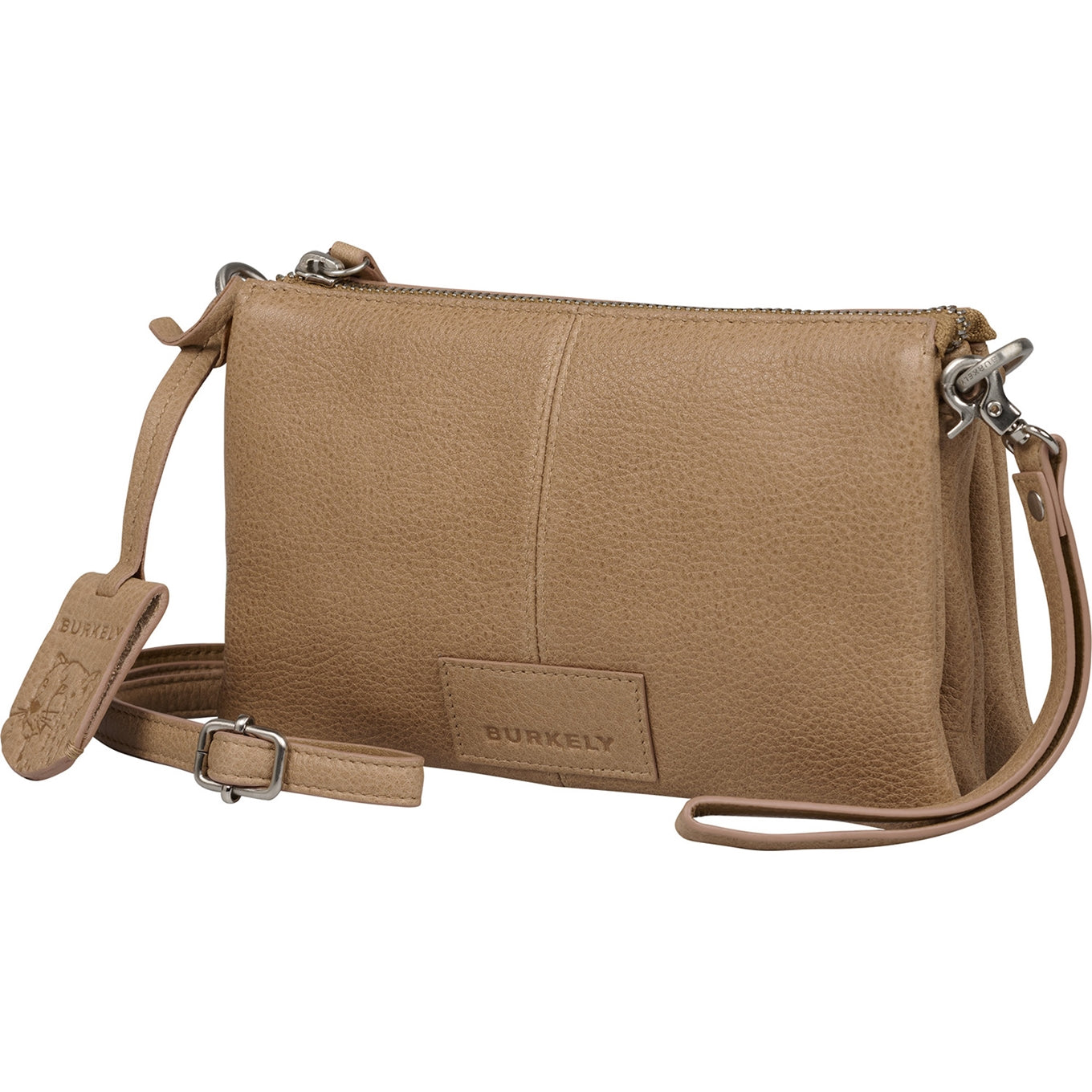 Burkely Soft Skylar Triple Pocket Zip gemütliche cognacfarbene Damentasche