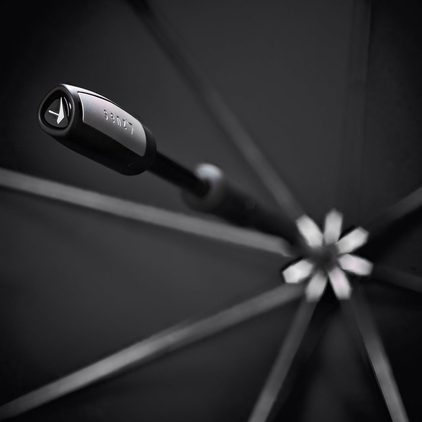 Senz Large Stick Stormparaplu black reflective