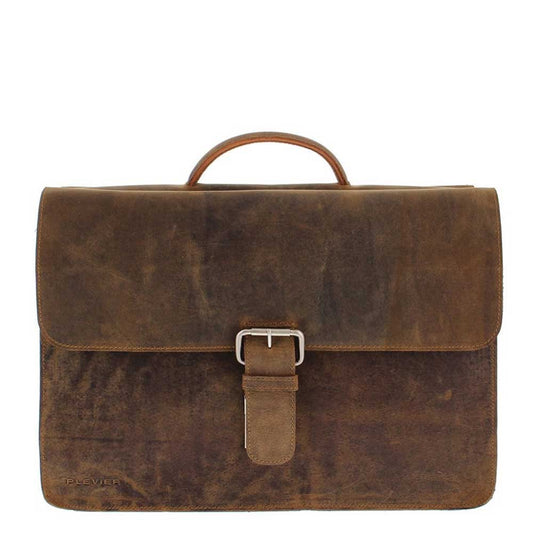 Plevier Retro Zeppelin Laptop Bag 3 compartments 17.3" brown