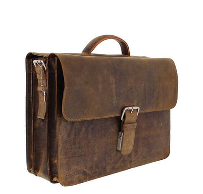 Plevier Retro Zeppelin Laptoptas 3 vaks 17.3" bruin