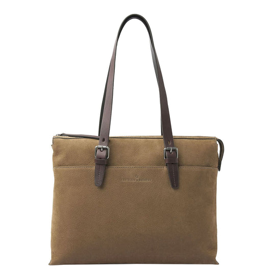 Castelijn & Beerens Nubuck Schoudertas 15.6" RFID taupe