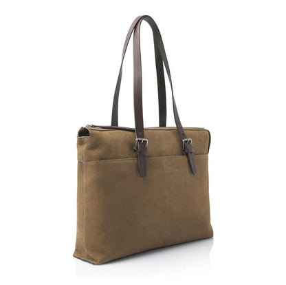 Castelijn & Beerens Nubuck Schoudertas 15.6" RFID taupe