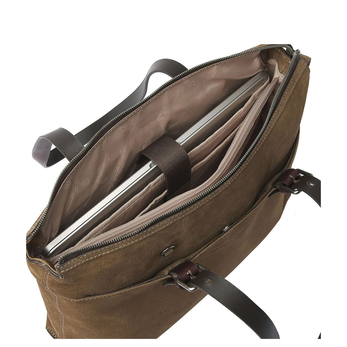 Castelijn & Beerens Nubuck Schoudertas 15.6" RFID taupe