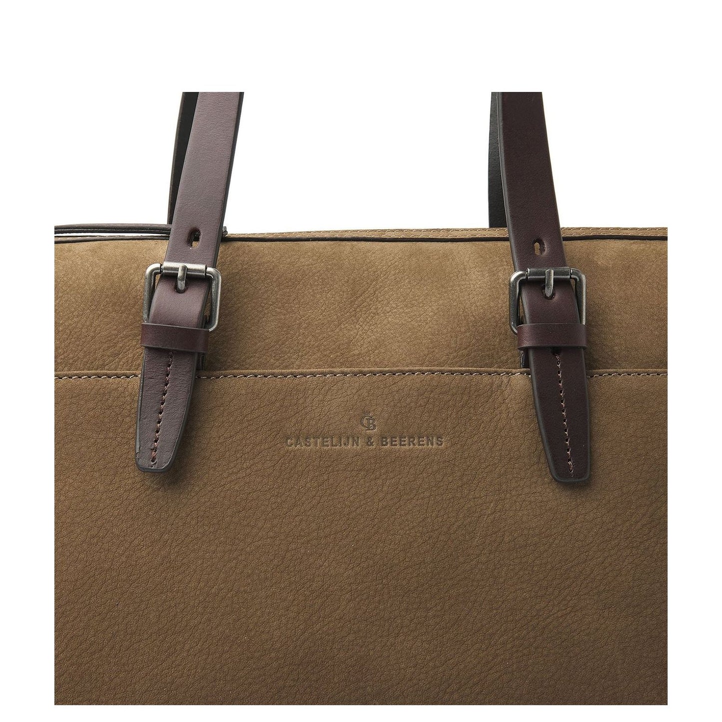 Castelijn & Beerens Nubuck Schoudertas 15.6" RFID taupe