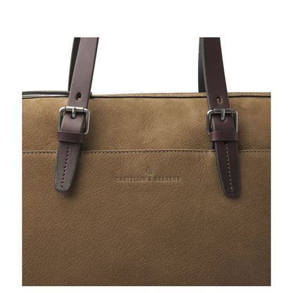 Castelijn & Beerens Nubuck Schoudertas 15.6" RFID taupe