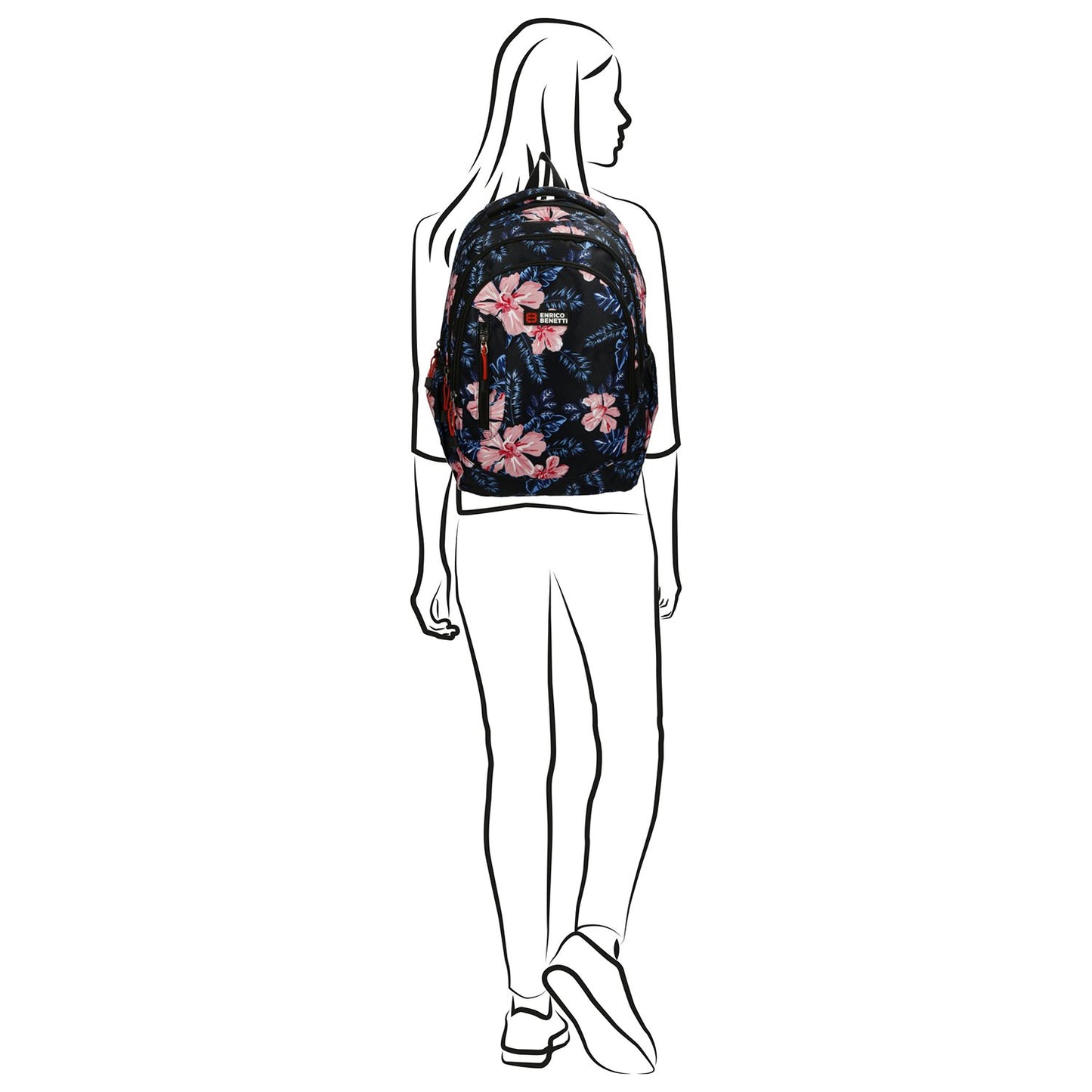 Enrico Benetti Capetown Backpack 15'' black flower
