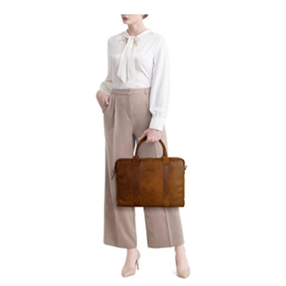 DSTRCT Limited Double Zip 15'' Laptoptas + sleutelhanger cognac