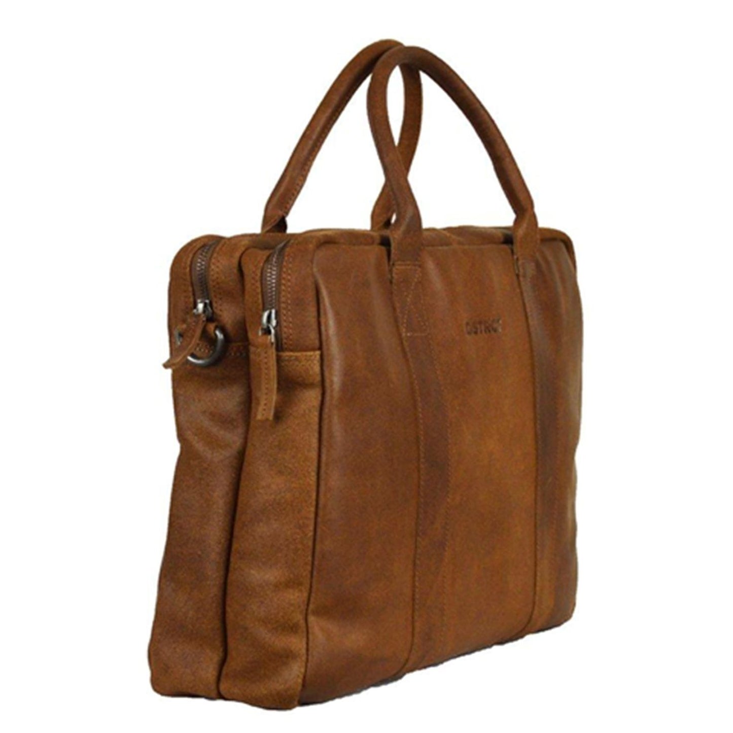 DSTRCT Limited Double Zip 15'' Laptoptas + sleutelhanger cognac