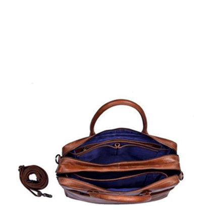 DSTRCT Limited Double Zip 15'' Laptoptas + sleutelhanger cognac