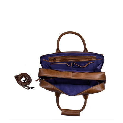 DSTRCT Fletcher Street Business Laptoptas 17.3 inch + Sleutelhanger cognac