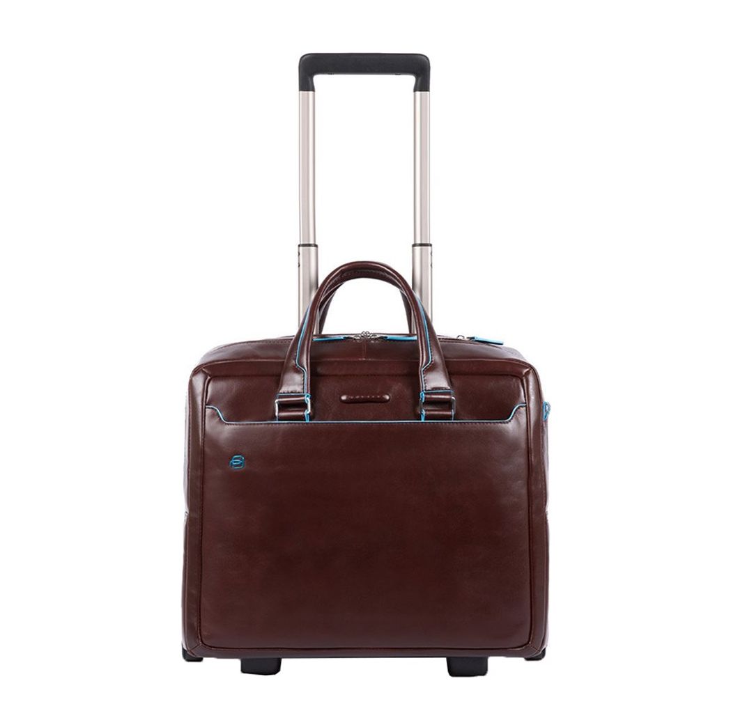 Piquadro Black Square Briefcase with wheels brown
