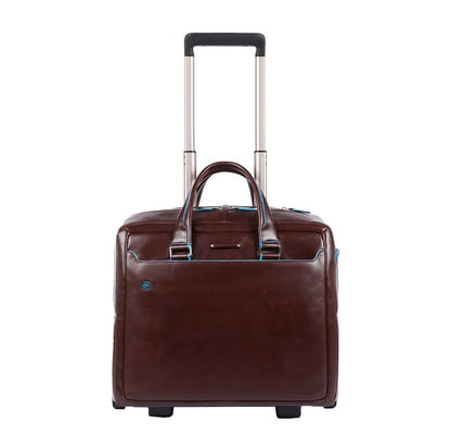 Piquadro Black Square Briefcase with wheels brown