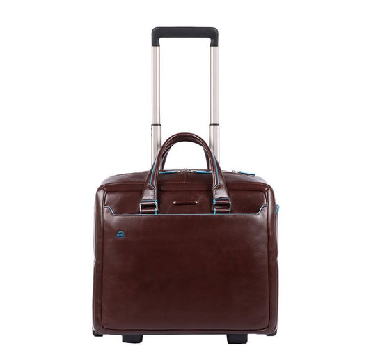 Piquadro Black Square Briefcase with wheels brown