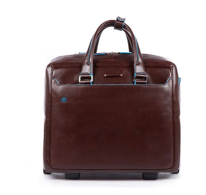 Piquadro Black Square Briefcase with wheels brown