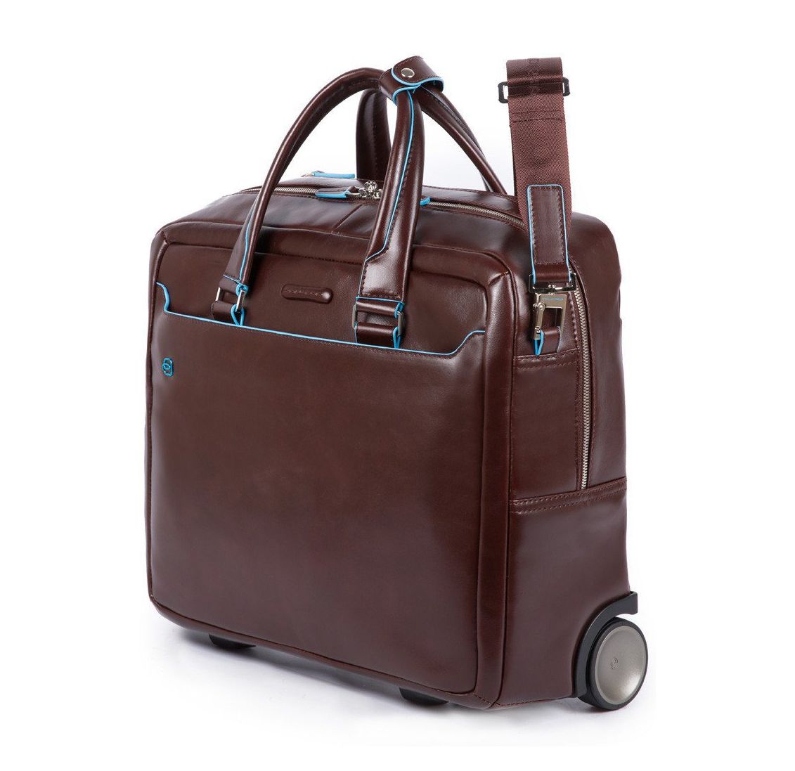 Piquadro Black Square Briefcase with wheels brown