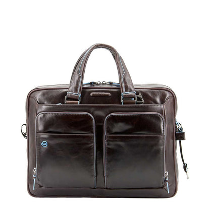 Piquadro Blue Square Organized Laptop & iPad Case brown