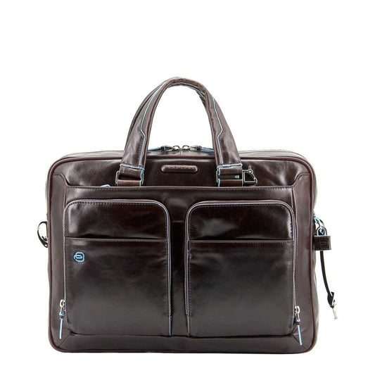 Piquadro Blue Square Organized Laptop & iPad Case brown