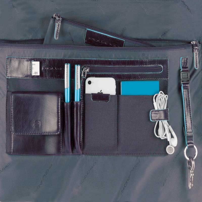 Piquadro Blue Square Organized Laptop & iPad Case black