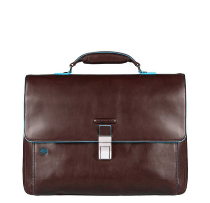 Piquadro Blue Square Exp. Computer Portfolio Briefcase mahogany