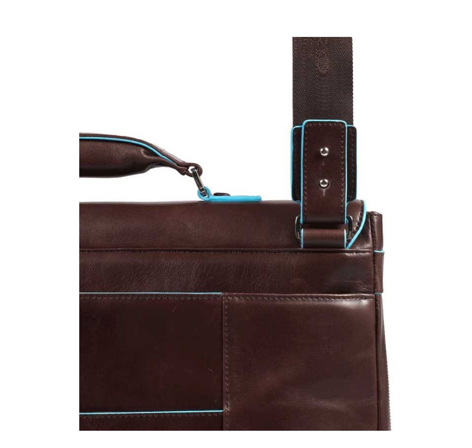 Piquadro Blue Square Exp. Computer Portfolio Briefcase mahogany