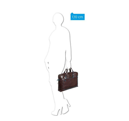 Piquadro Blue Square Computer Portfolio Briefcase 15'' mahogany