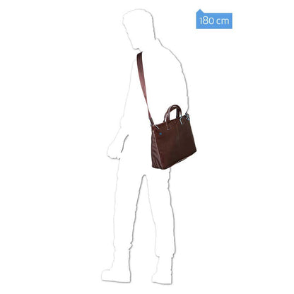 Piquadro Blue Square Expandable Slim Computer Bag 15.6" mocca