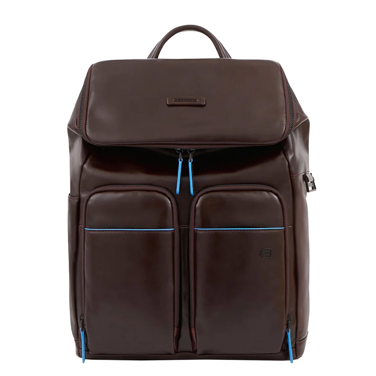 Piquadro Blue Square Backpack Two Front Pockets brown