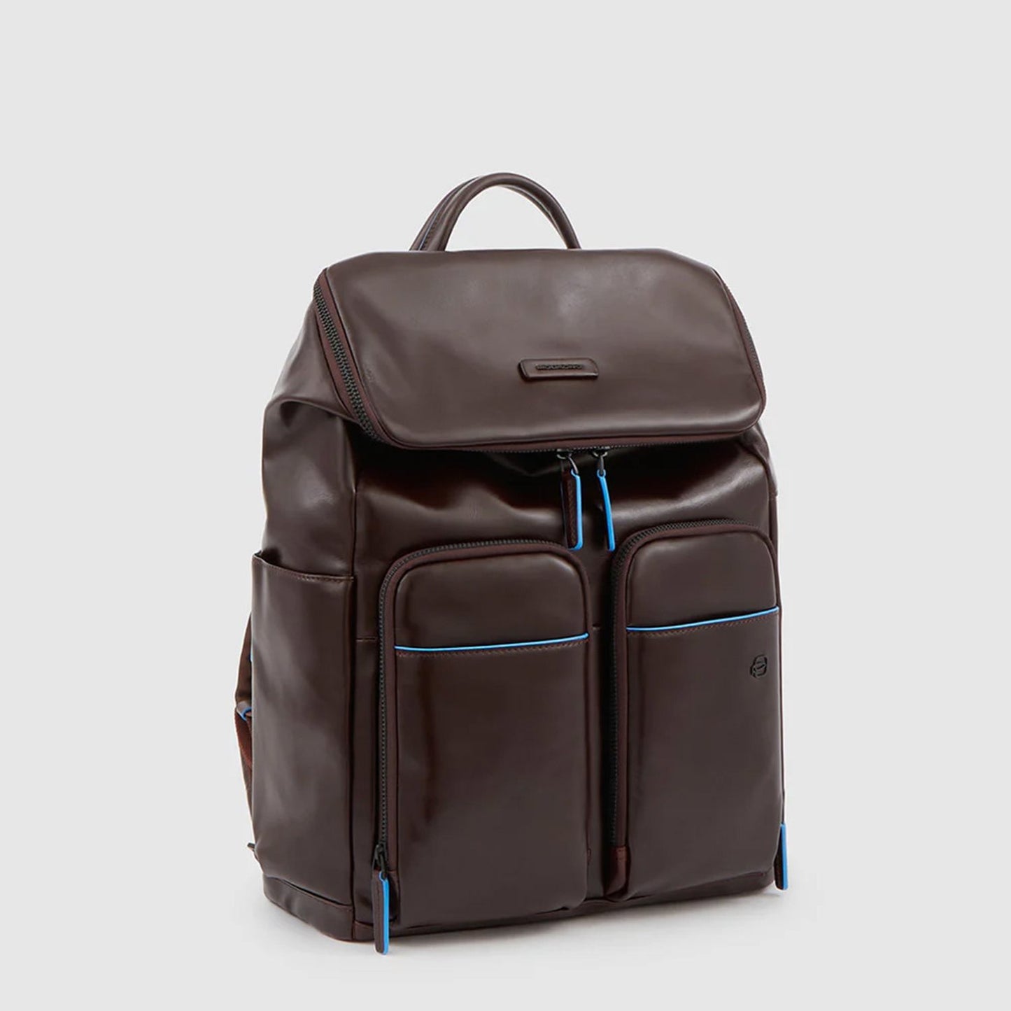 Piquadro Blue Square Backpack Two Front Pockets brown