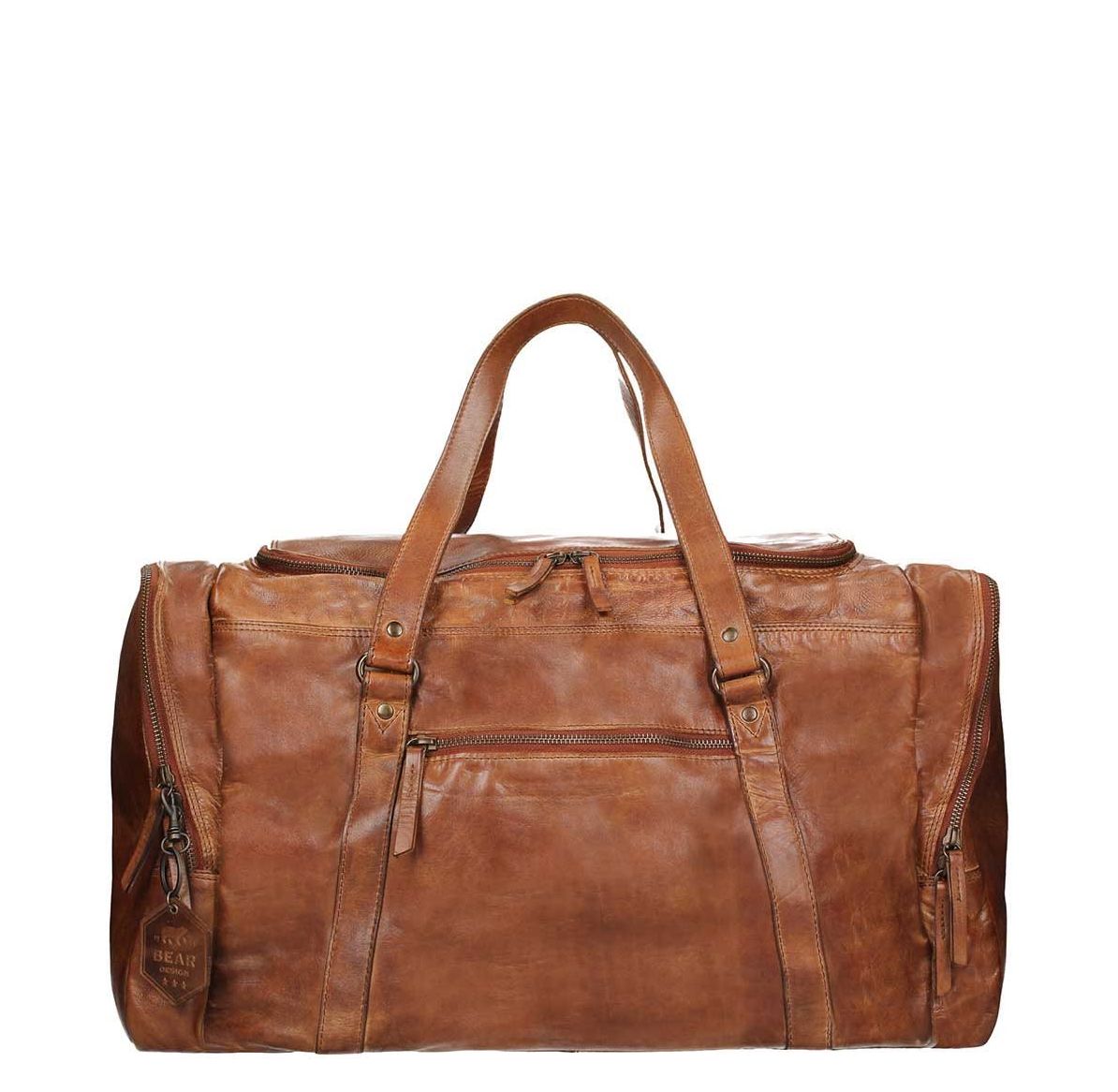 Bear Design Cow Lavato Weekendtas cognac