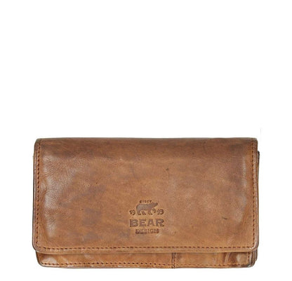Bear Design Cow Lavato Dames Portemonnee 12cc cognac