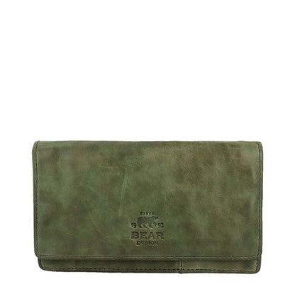 Bear Design Cow Lavato Dames Portemonnee 12cc olive green