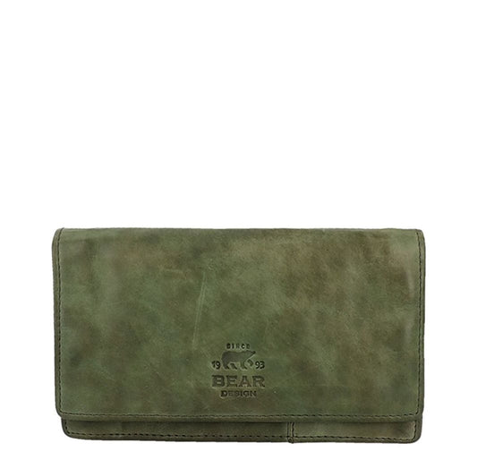 Bear Design Cow Lavato Dames Portemonnee 12cc olive green