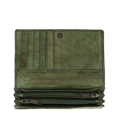 Bear Design Cow Lavato Dames Portemonnee 12cc olive green