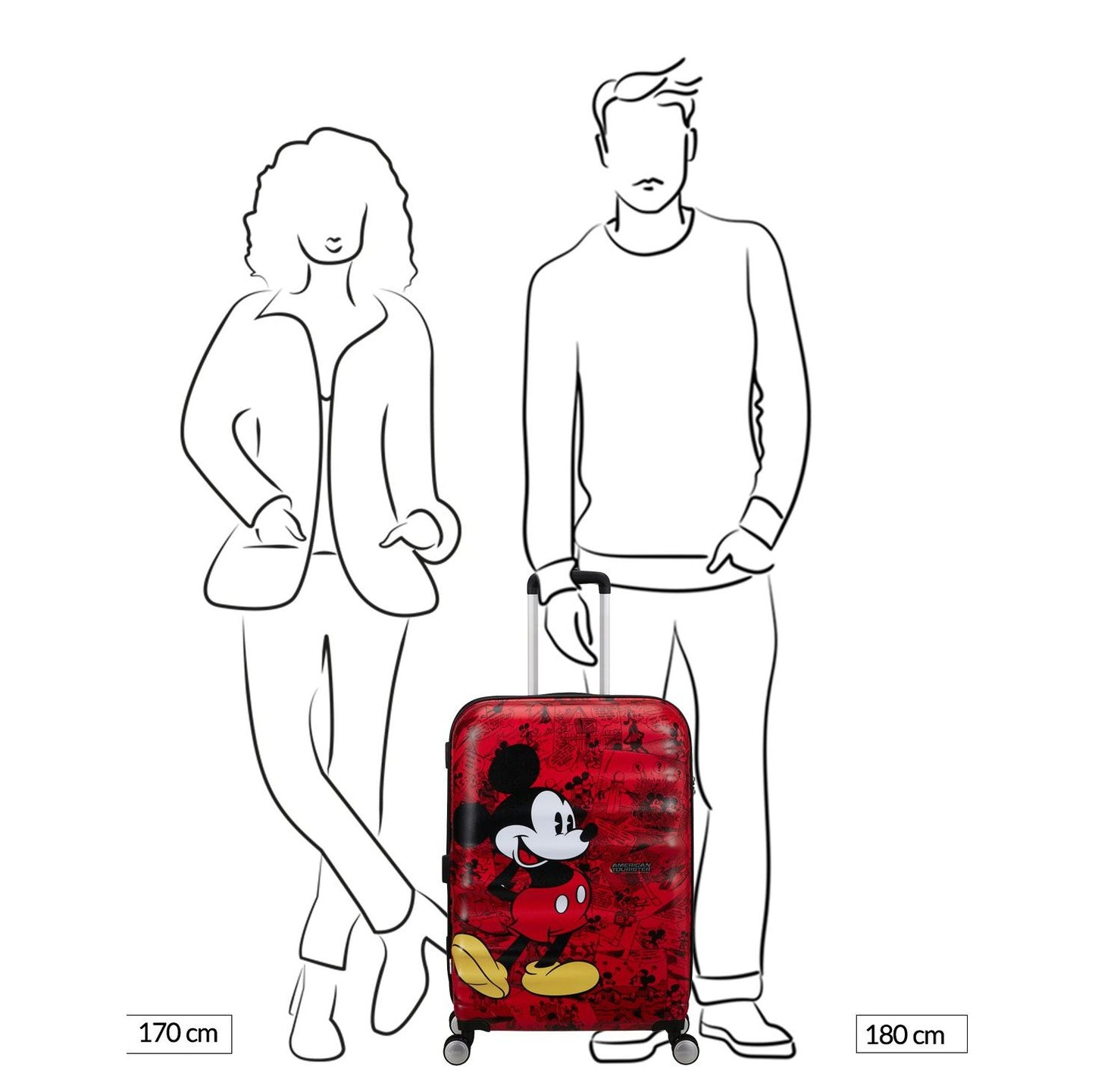 American Tourister Wavebreaker Disney Spinner 67/24 TSA mickey comics red