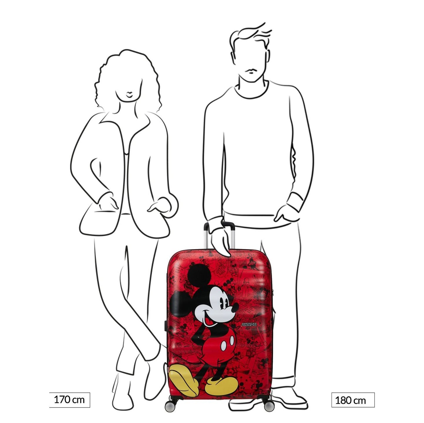 American Tourister Wavebreaker Disney Spinner 77/28 TSA mickey comics red